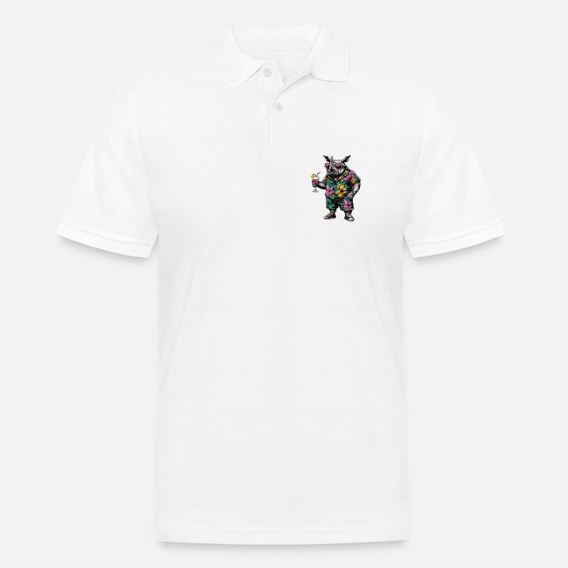 Nashorn Comic Sommer - Männer Poloshirt - Weiß