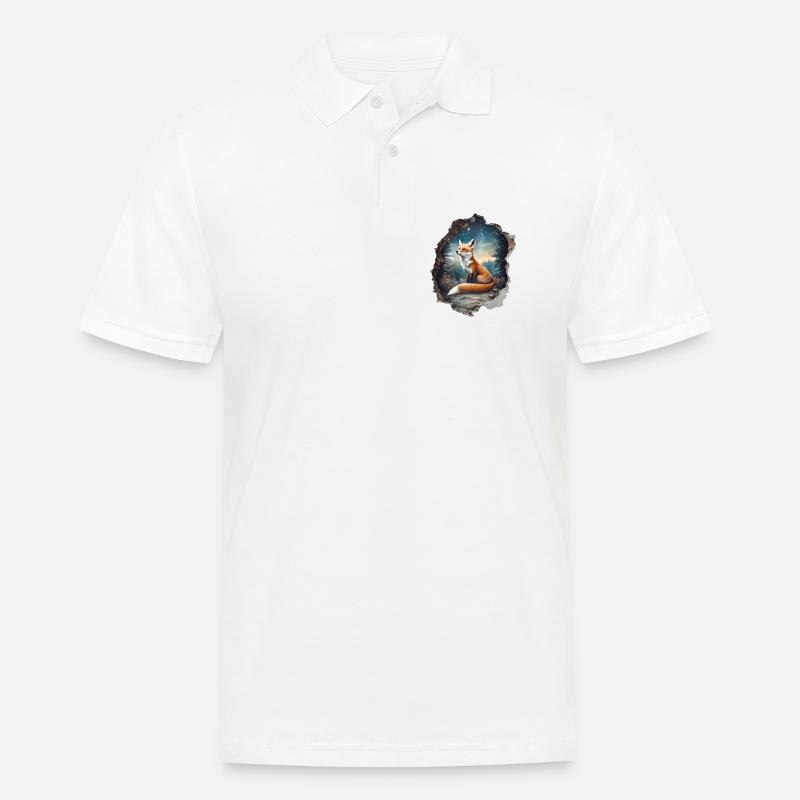 Fuchs Sterne Wald - Männer Poloshirt - Weiß