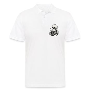 Trop fatigué pour exister, tasse à café squelette - Polo Homme - blanc - Devant - Kai (181cm)
