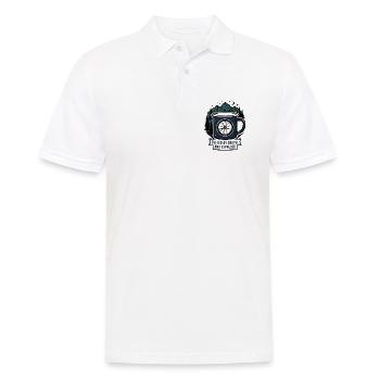 Angetrieben von Kies und Espresso-Kaffeetasse - Männer Poloshirt - Weiß - Vorne - Kai (181cm)