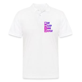 BMX-Fahren Geschenkidee für die Freestyle-Fahrerin - Männer Poloshirt - Weiß - Vorne - Kai (181cm)