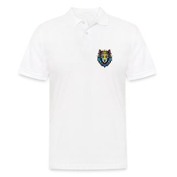 Wolf mit Krone - Männer Poloshirt - Weiß - Vorne - Kai (181cm)