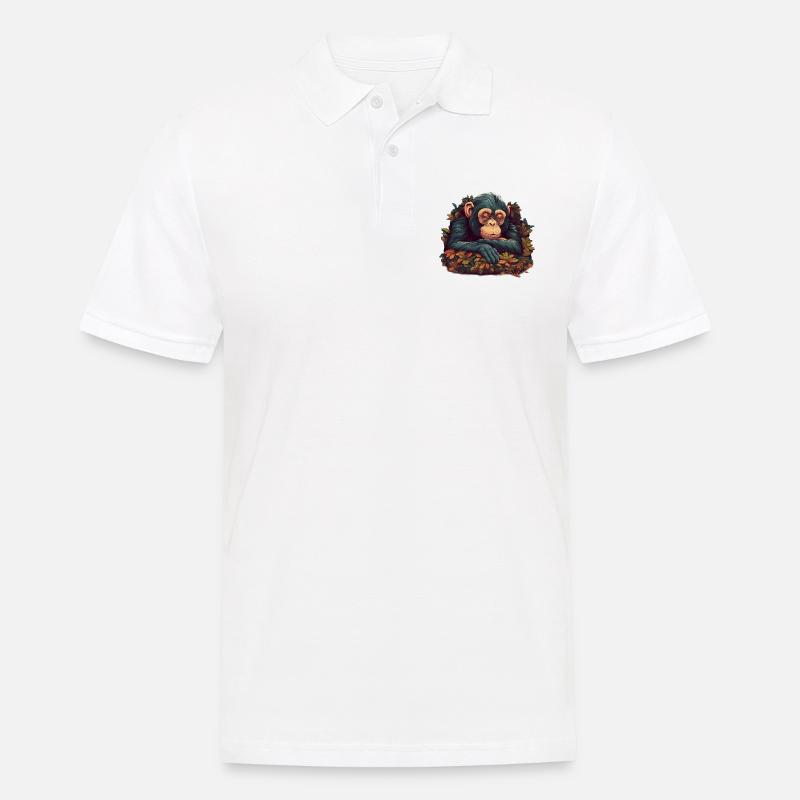 schlafender Schimpanse - Männer Poloshirt - Weiß