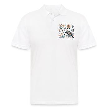 Floraler Pfau - Männer Poloshirt - Weiß - Vorne - Kai (181cm)