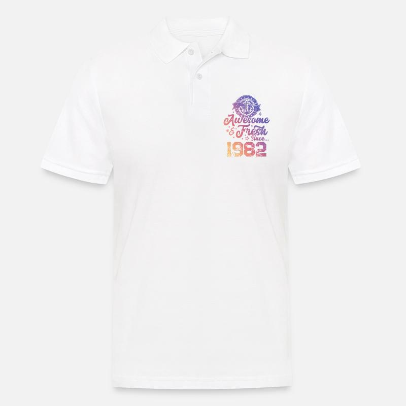 1982 awesome fresh - Männer Poloshirt - Weiß