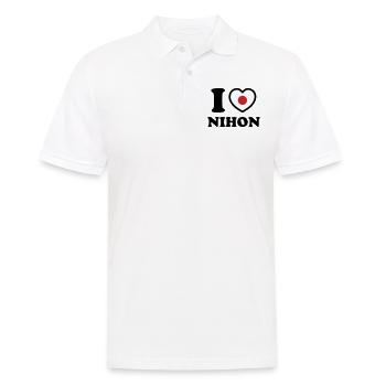 I HEART [LOVE] NIHON - Men's Polo Shirt - white - Front - Kai (181cm)