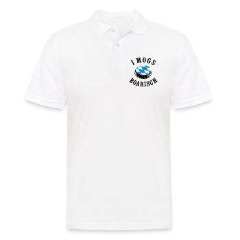 BAYERN, I MOGS BOARISCH, KRONKORKEN MIT RAUTE - Männer Poloshirt - Weiß - Vorne - Kai (181cm)