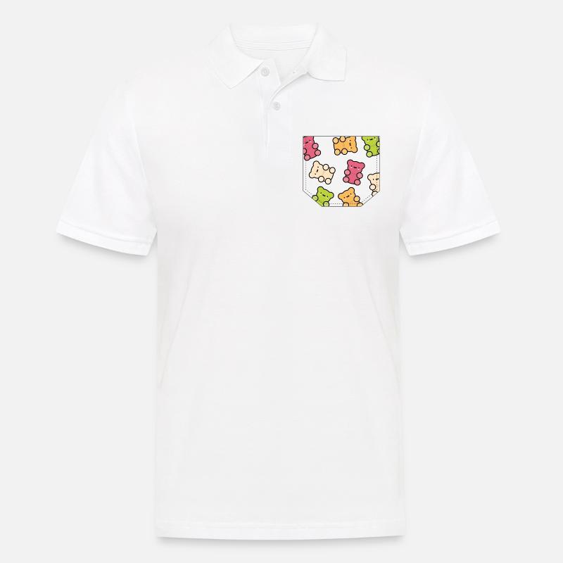 Brusttasche Gummibärchen Geschenk Idee - Männer Poloshirt - Weiß