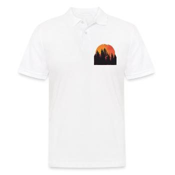 Sunset Forest Silhouette Extérieur Rétro Années 80 Vibe 2 - Polo Homme - blanc - Devant - Kai (181cm)