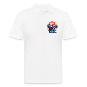 Licorne arc-en-ciel accroupie dans la salle de sport - Polo Homme - blanc - Devant - Kai (181cm)