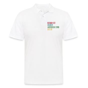 Reden ist silber Ausreden sind Gold - Männer Poloshirt - Weiß - Vorne - Kai (181cm)