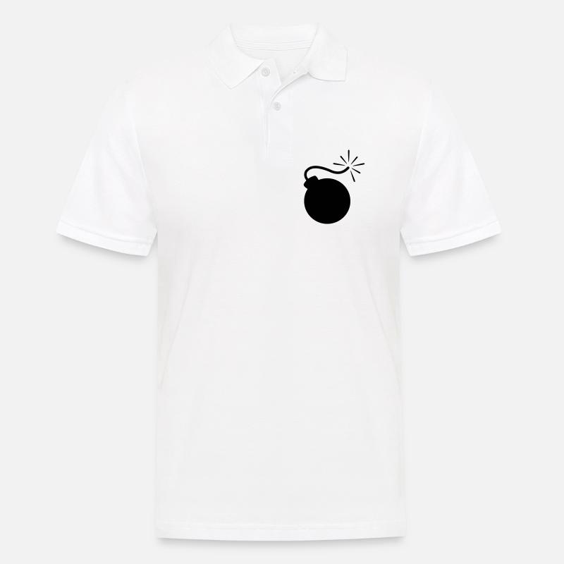 Brennende Bombe mit langem Sicherungslogo - Männer Poloshirt - Weiß