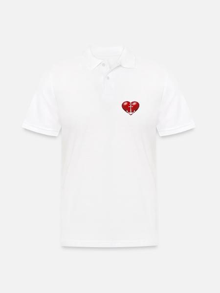 maritim Anker Seemann Herz Herzen - Männer Poloshirt - Weiß