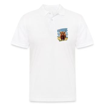 Schottisches Hochlandrind - Männer Poloshirt - Weiß - Vorne - Kai (181cm)