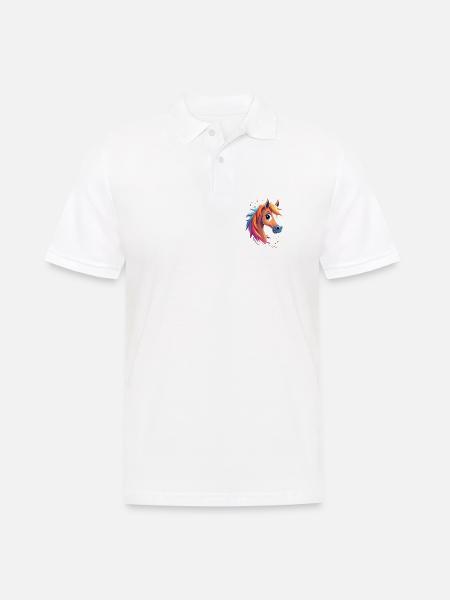 Buntes Pferd mit Regenbogenmähne - Männer Poloshirt - Weiß