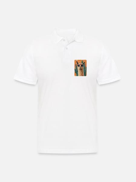 Lama - Männer Poloshirt - Weiß