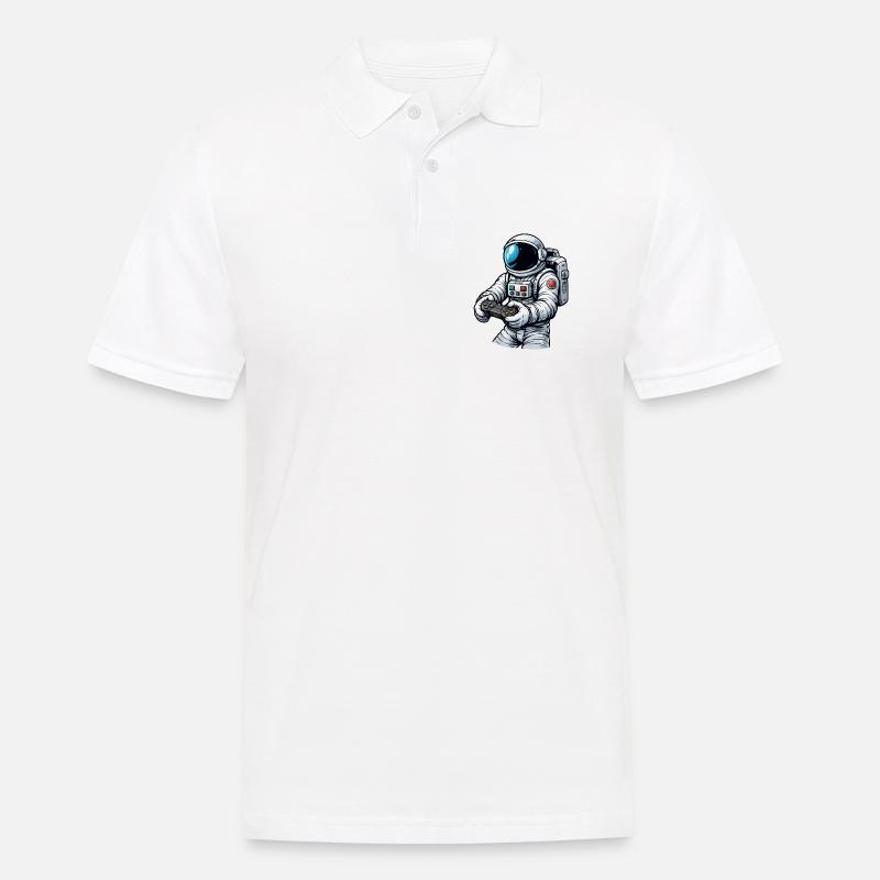 Astronaut mit Gamecontroller - Männer Poloshirt - Weiß