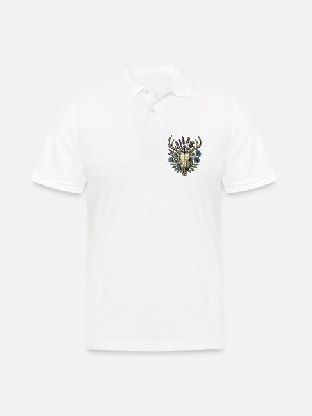 Deer bones with flower wreath - Men's Polo Shirt - white