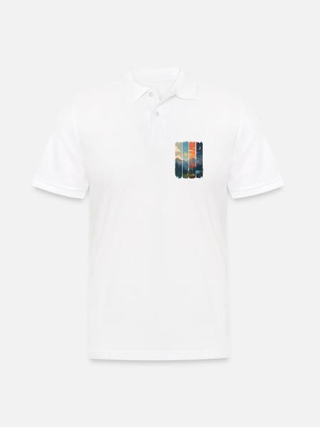Horizons in four mountain panels - Men's Polo Shirt - white