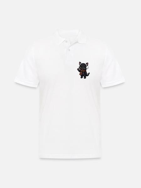 Black Cat Weihnachtsschal Pixel-Kunst - Männer Poloshirt - Weiß