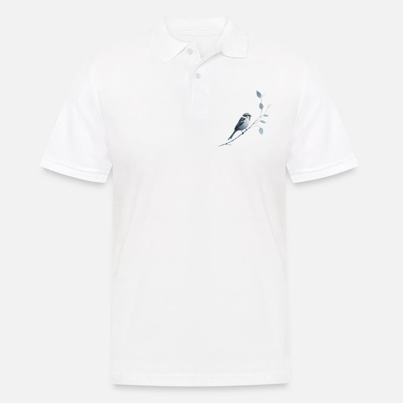 Spatz auf Ast - Männer Poloshirt - Weiß