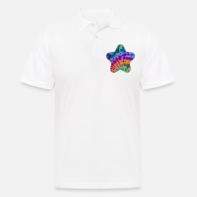 Groovy Tie Dye Stern - Männer Poloshirt - Weiß