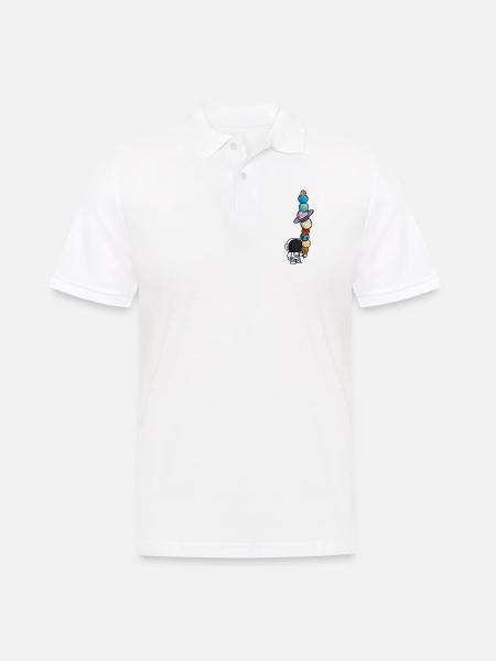 Astronaut Eis Essen Planeten Lustig - Männer Poloshirt - Weiß