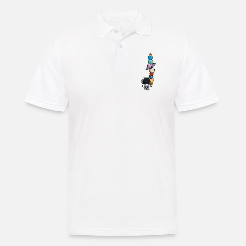 Astronaut Eis Essen Planeten Lustig - Männer Poloshirt - Weiß
