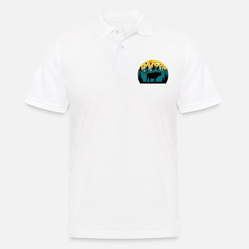 Sonnenuntergang Bison - Männer Poloshirt - Weiß