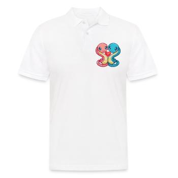 Serpent Cobra Couple Amour Couple Amoureux - Polo Homme - blanc - Devant - Kai (181cm)