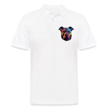 Staffordshire Bull Terrier Dog Head - Men's Polo Shirt - white - Front - Kai (181cm)