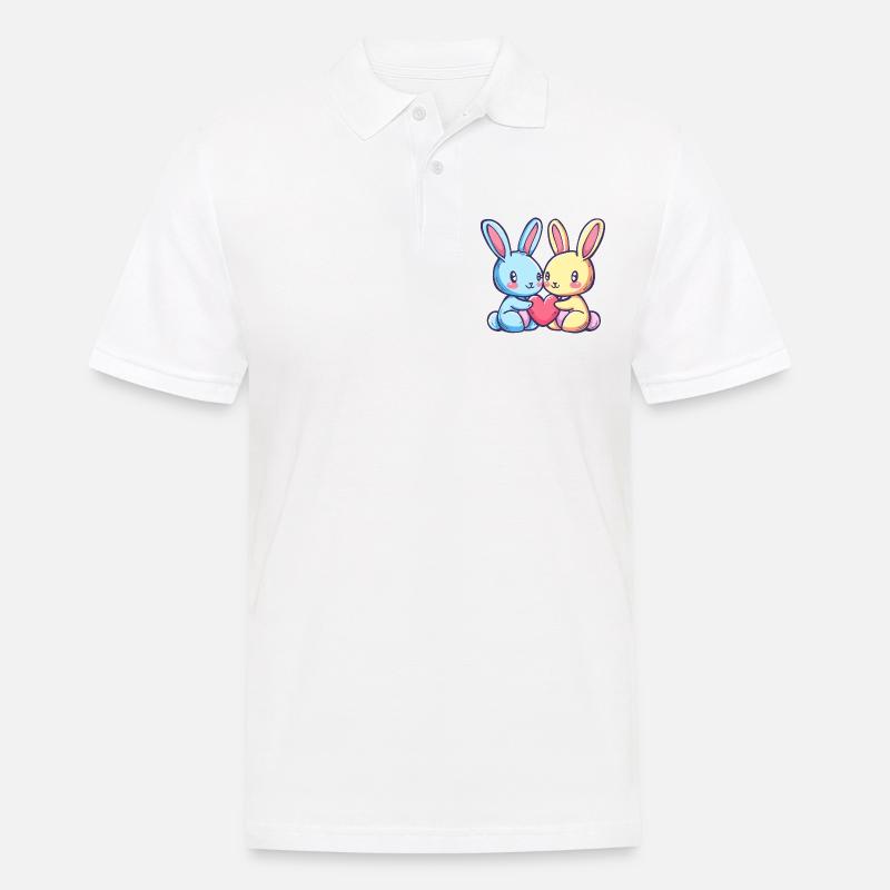 Hase Comic Paar Liebe - Männer Poloshirt - Weiß