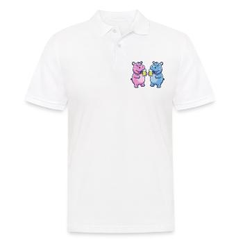 Nilpferd Comic Tier Bier Lustig Saufen - Männer Poloshirt - Weiß - Vorne - Kai (181cm)