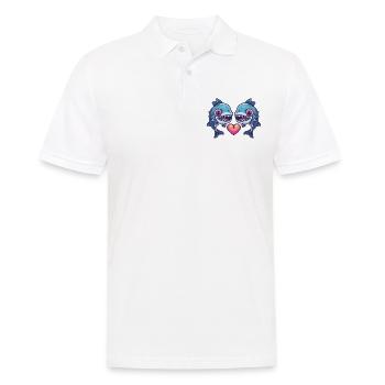 Piranha Couple Amour Poissons Amoureux - Polo Homme - blanc - Devant - Kai (181cm)
