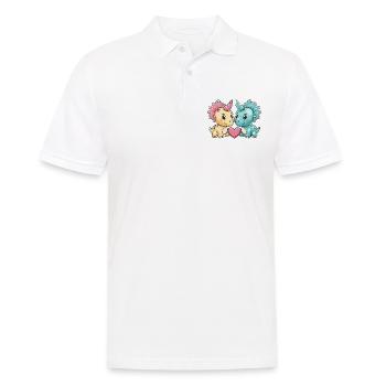 Dinosaurier triceratops Paar Liebe - Männer Poloshirt - Weiß - Vorne - Kai (181cm)