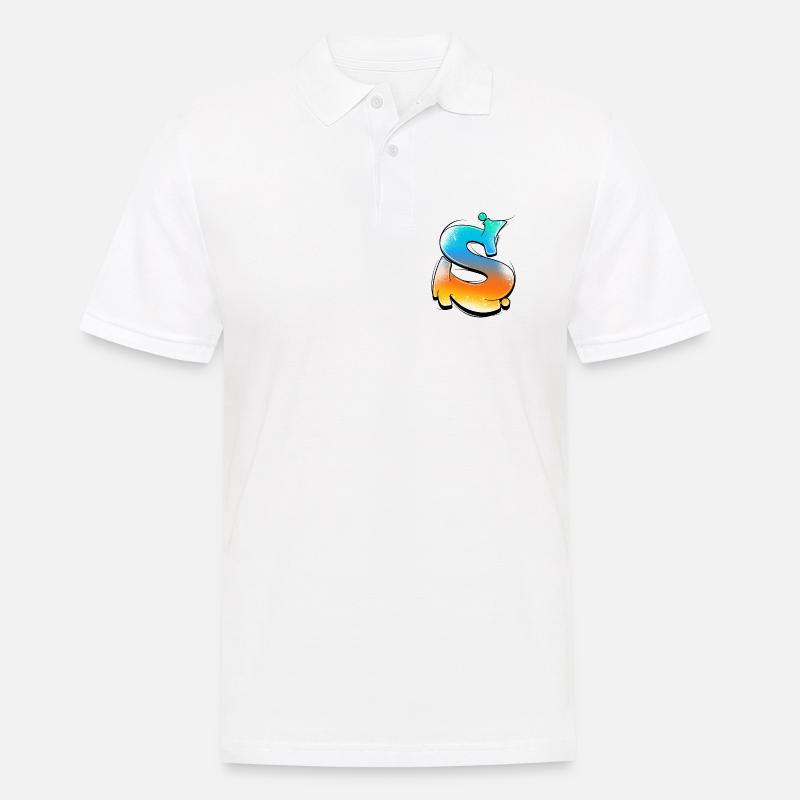 S-Farbverlauf Neon Spritzer - Männer Poloshirt - Weiß