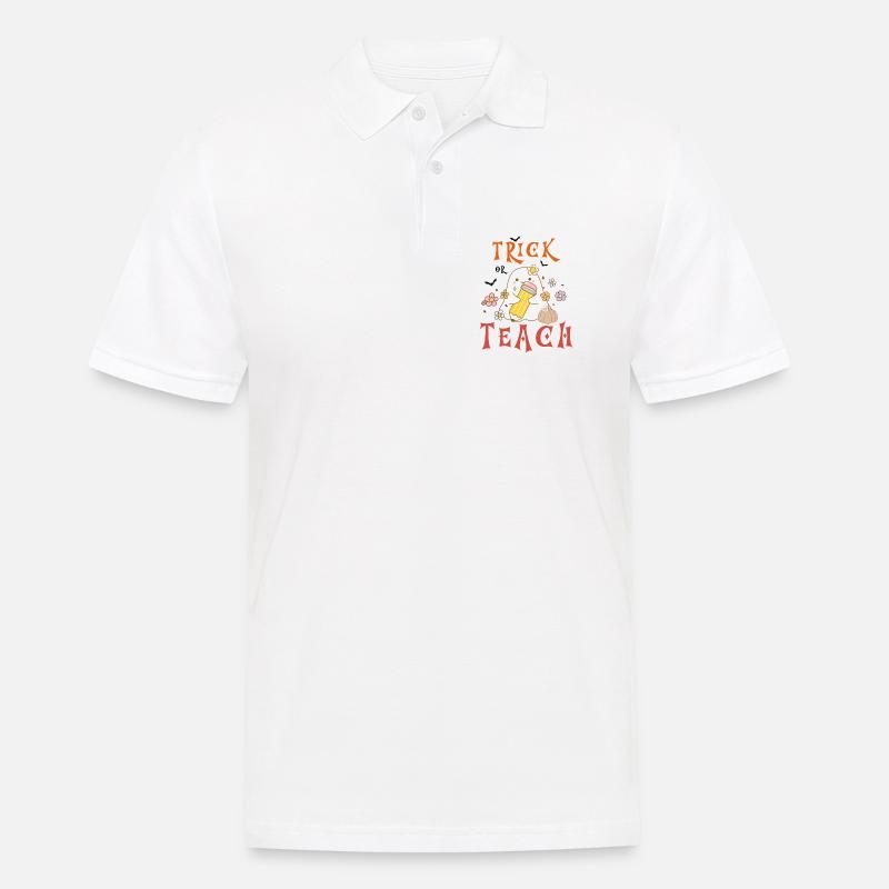 Halloween-Lehrer austricksen oder unterrichten - Männer Poloshirt - Weiß