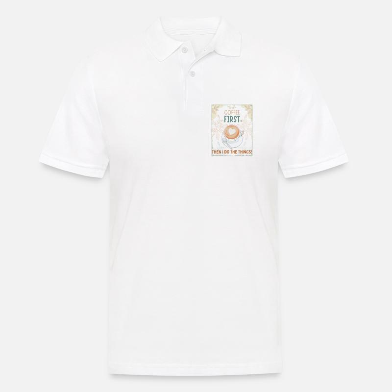 Coffee First – Then I Function - Männer Poloshirt - Weiß