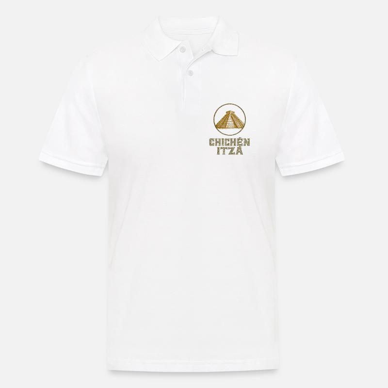 Chichén Itzá Tempel Vintage - Männer Poloshirt - Weiß
