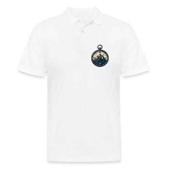 Kompass auf Berg-Hintergrund – Skifahren – Wandern - Männer Poloshirt - Weiß - Vorne - Kai (181cm)