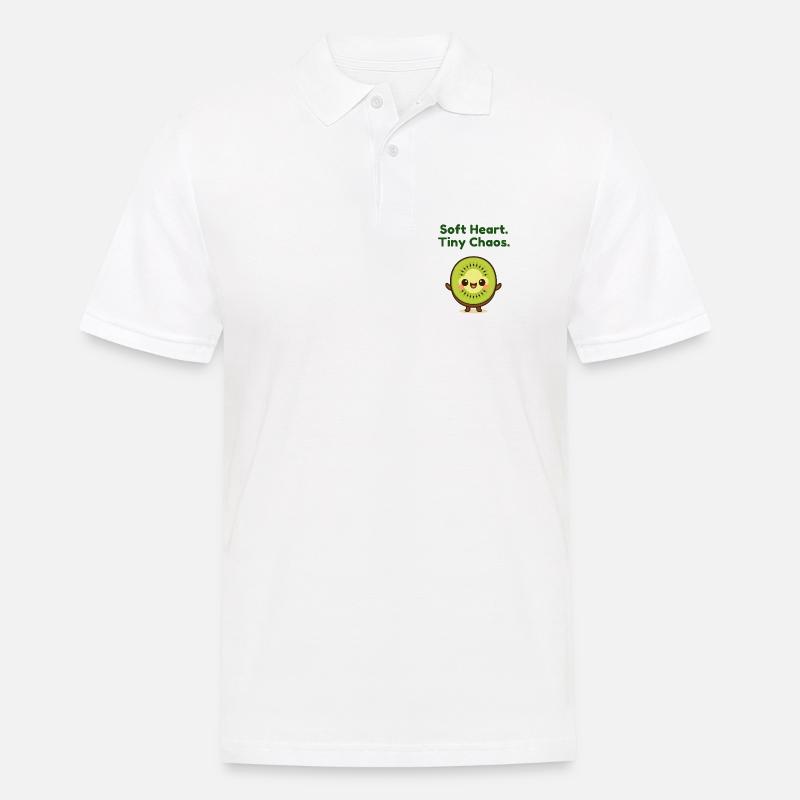 Softe Herz Tiny Chaos Kiwi - Männer Poloshirt - Weiß
