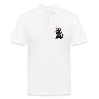 Freche böse Katze Lichterkette Weihnachten lustig - Männer Poloshirt - Weiß - Vorne - Kai (181cm)