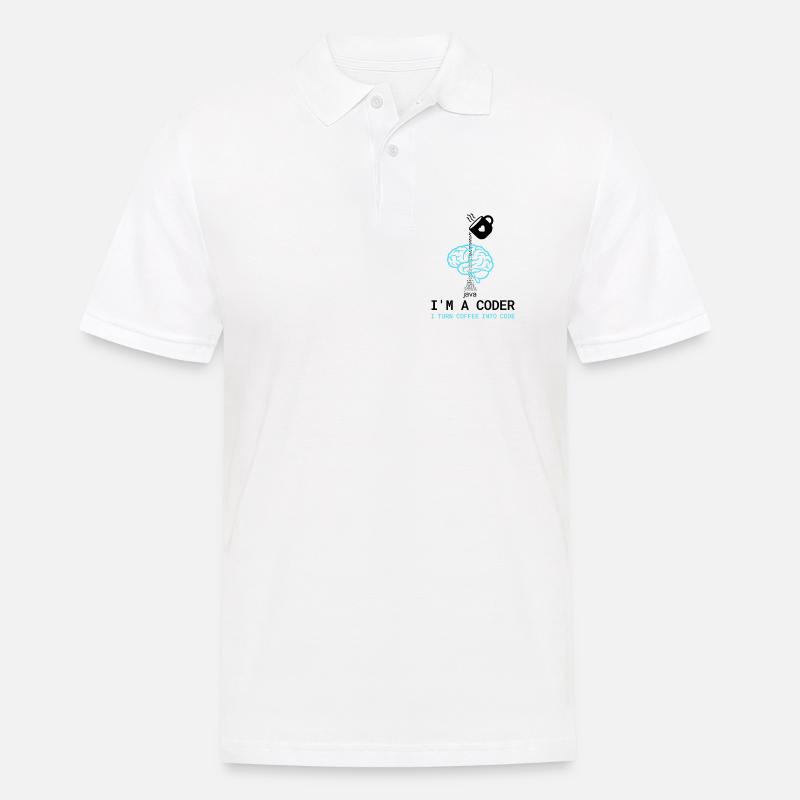 T-shirt Coder : Du café dans le code – Nerdy Programmie - Polo Homme - blanc