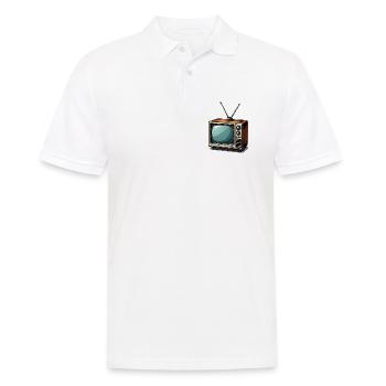 Retro Fernseher mit Antennen - Männer Poloshirt - Weiß - Vorne - Kai (181cm)