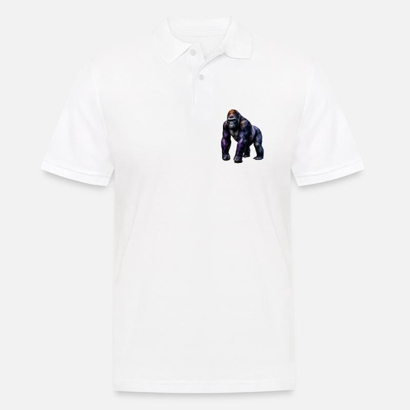 Gorilla Polygon – Farbige Geometrie - Männer Poloshirt - Weiß