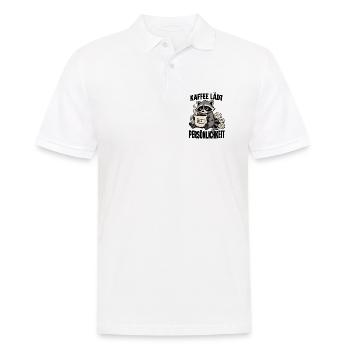 Müder Waschbär braucht dringend mehr Kaffee - Männer Poloshirt - Weiß - Vorne - Kai (181cm)