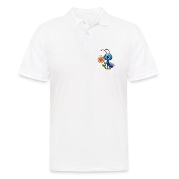 Biene im Stickerei-Look Blume Geschenk - Männer Poloshirt - Weiß - Vorne - Kai (181cm)