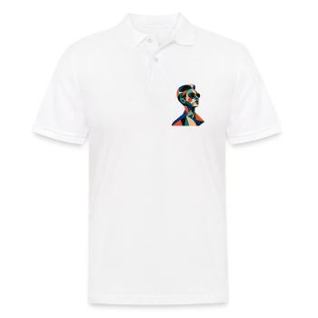 Geometrisches Farbporträt mit Sonnenbrille - Männer Poloshirt - Weiß - Vorne - Kai (181cm)