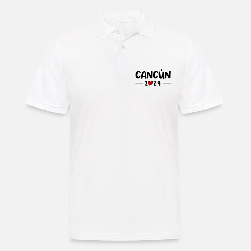 Cancun 2024 Herz Reise - Männer Poloshirt - Weiß