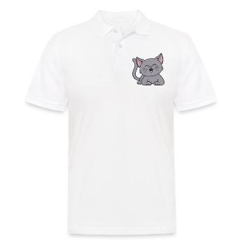 Mignon Chat Gris Chaton Chats Propriétaire de Chat - Polo Homme - blanc - Devant - Kai (181cm)